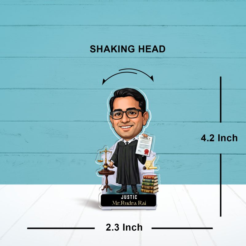 Personalized Lawyer & Judge Bobblehead Caricature Custom Acrylic Desktop Décor for Judge & Law Graduates  Unique Office Gift for Legal Professionals Battery Powered Moving Head